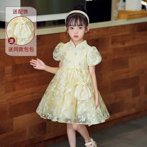 H女童泡泡袖旗袍公主裙配包包2621#qh