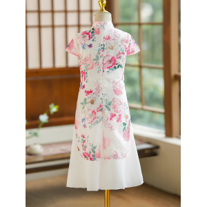 H女童旗袍短袖中国风连衣裙2235#qh