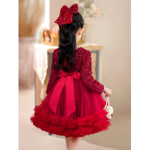 H girl's fluffy skirt with long sleeves, short sleeves, and plush hair clip included 2609 # qh