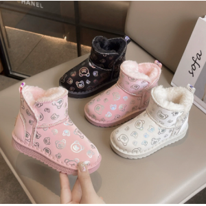 Winter snow boots with plush for boys and girls, soft sole, thick and warm cotton shoes
