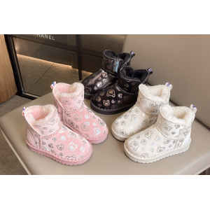 Winter snow boots with plush for boys and girls, soft sole, thick and warm cotton shoes