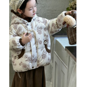Children's cotton clothing, girls' winter warm jacket, winter hooded outerwear