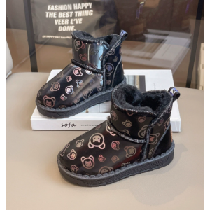 Winter snow boots with plush for boys and girls, soft sole, thick and warm cotton shoes