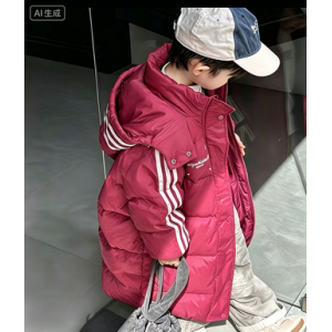 儿童棉服中长款棉衣冬款男童外衣连帽保暖外套