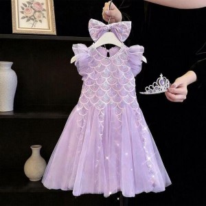 Girl's dress mermaid summer little girl children's sequin western-style dress baby princess dress