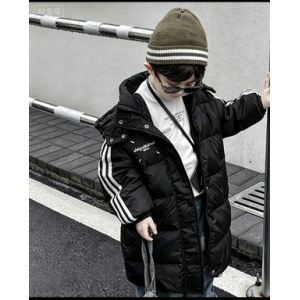 儿童棉服中长款棉衣冬款男童外衣连帽保暖外套