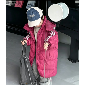 儿童棉服中长款棉衣冬款男童外衣连帽保暖外套