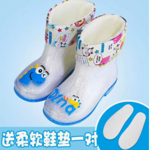 女童透明恐龙雨鞋防滑防水雨靴有加绒款
