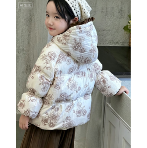 Children's cotton clothing, girls' winter warm jacket, winter hooded outerwear