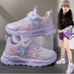 Zapatos deportivos transpirables en la superficie de la red para ni&ntilde;as y zapatos de correr de ocio en el campus con suelas blandas